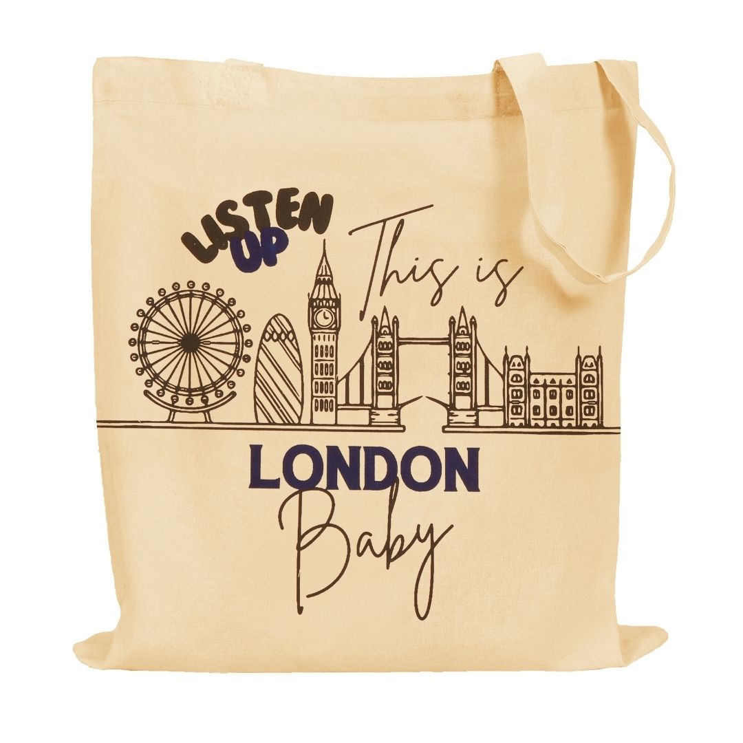 Printed 100% Cotton Canvas Tote Bags for gift, Present, Student, Teacher, Bride, Souvenir, eco-friendly Reusable Tote Bags -Size 38x42cm+65cm long Handle