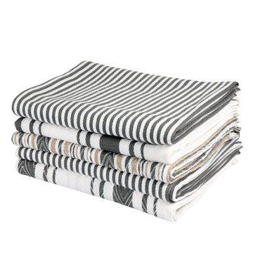 Pack of 5-Grey Cotton Tea Towels for Kitchen Crafted With 100% Cotton, Extra Large Kitchen Tea Towels Lint Free, Soft and Absorbent Dish Towel For Drying Dishes (50x70cm)-300GSM